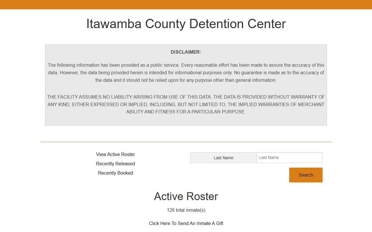 Itawamba County inmate population active roster search fields